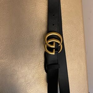 Leather Gucci double g classic belt